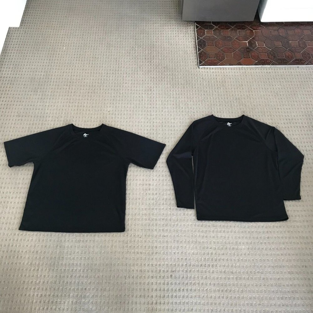 Kanu Surf Swim Sun S/S L/S Shirt Rash Guard Bundle (Black, Size L)